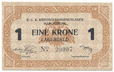 Ausztria / Marchtrenk hadifogolytábor ~1916. 1K "20907" T:AU / Austria / Marchtrenk / POW camp ~1916. 1 Corona "20907" C:AU