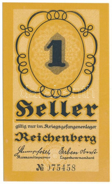 Ausztria / Reichenberg hadifogolytábor ~1914-1918. 1h "075458" T:AU / Austria / Reichenberg POW Camp ~1914-1918. 1 Heller "075458" C:AU