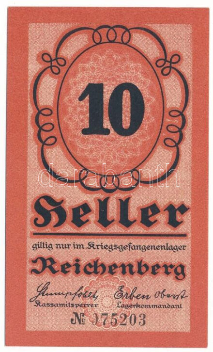 Ausztria / Reichenberg hadifogolytábor ~1914-1918. 10h "075203" T:AU / Austria / Reichenberg POW Camp ~1914-1918. 10 Heller "075203" C:AU