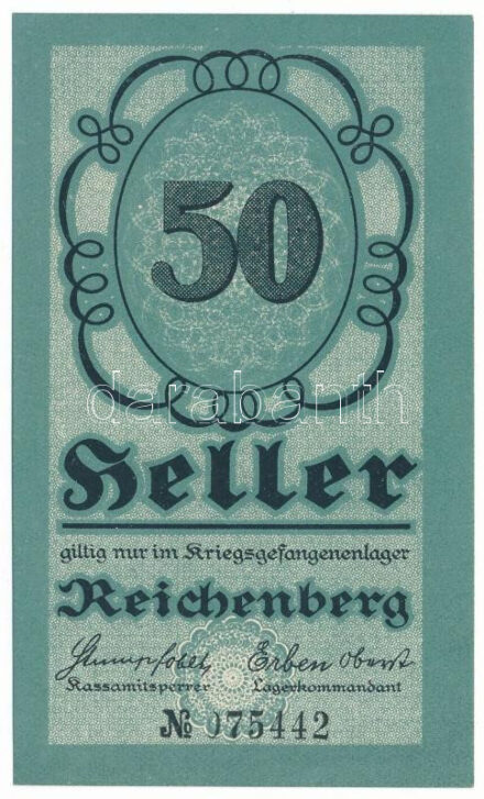 Ausztria / Reichenberg hadifogolytábor ~1914-1918. 50h "075442" T:AU / Austria / Reichenberg POW Camp ~1914-1918. 50 Heller "075442" C:AU