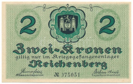 Ausztria / Reichenberg hadifogolytábor ~1914-1918. 1K "075051" T:AU / Austria / Reichenberg POW Camp ~1914-1918. 1 Krone "075051" C:AU