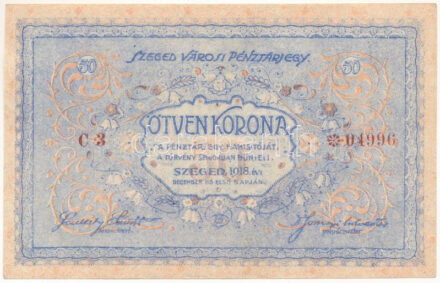 Szeged 1918. 50K "C3 04996" T:F szép papír / Hungary / Szeged 1918. 50 Korona "C3 04996" C:F fine paper Adamo SZE-3.3.2