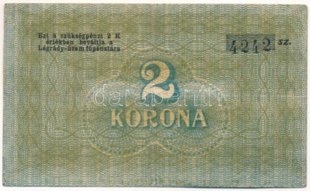 Budapest ~1920. 2K "Légrády-üzem", "4242" sorszámmal T:F szép papír / Hungary / Budapest ~1920. 2 Korona "Légrády Factory", with "4242" serial number C:F fine paper Adamo BUC151.2