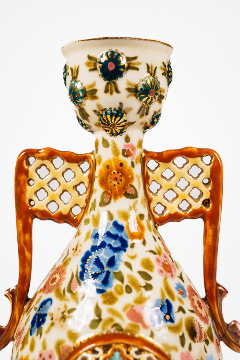 Zsolnay - Áttört füles váza - Image 3