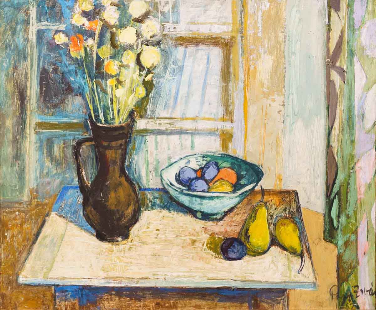 Papp Zoltán (1924-2013): Csendélet sárga virágokkal