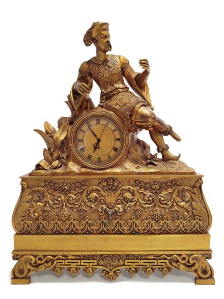 Raingo Frères (Paris) köre : Mandarin a lótuszok között – II. Császárság aranyozott kandallóóra