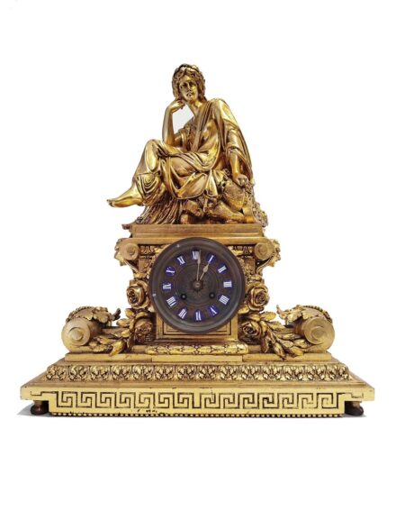 Francia : „Empire / Neoclassical” - óragyártók: Elmélkedő múzsa - ormolu kandallóórája