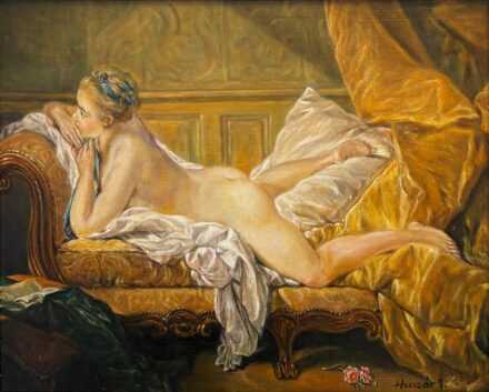 Huszár Z.: Sárga selymen ábrándozó akt...