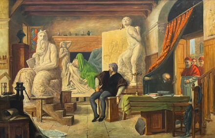 Henrik Weber (1818–1866) köre: "Michelangelo műtermében" – A megbízó érkezése...