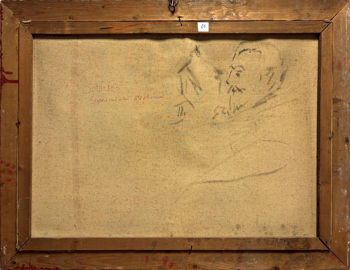 Mészöly Géza (1844–1887) után F. Sz. Góya szignóval: Őszi fűzfák alatt – parti élet a nyugodt víznél - Image 3