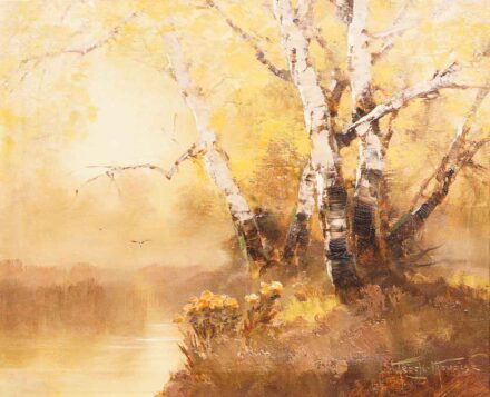 Kézdi-Kovács László (1864-1942): Nyírfák a vízparton