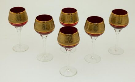 Díszes kristály talpas pohár (6 db.)