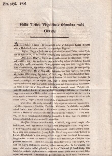 Holttestek vizsgálata 1796.