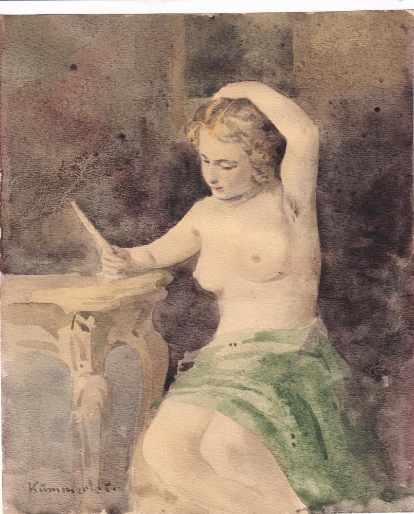 Kümmerle Pál (1873-1944): Akt tükörrel.