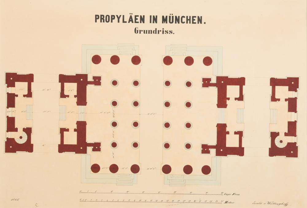 Ervald von Wiettinghoff (1826-1882): Propyläen in München alaprajza 1865.