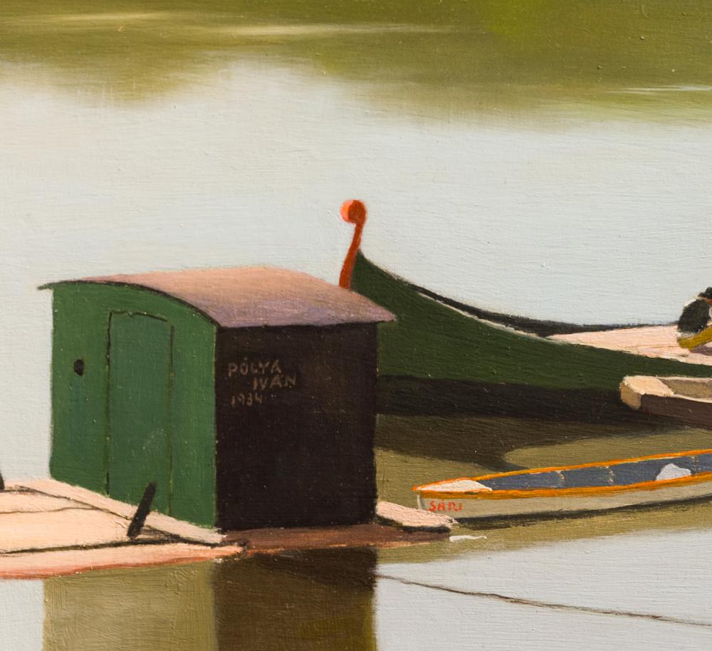 Pólya Iván (1889-1939): Bárkák a Tiszán. - Image 3