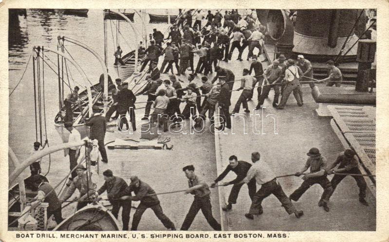 Boston, East Boston; US Shipping board, Merchant marine, boat drill