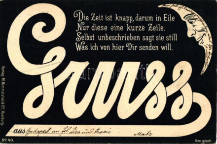 1898 Gruss / greeting card, moon