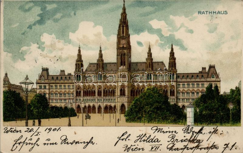 Vienna, Wien; Rathaus, litho