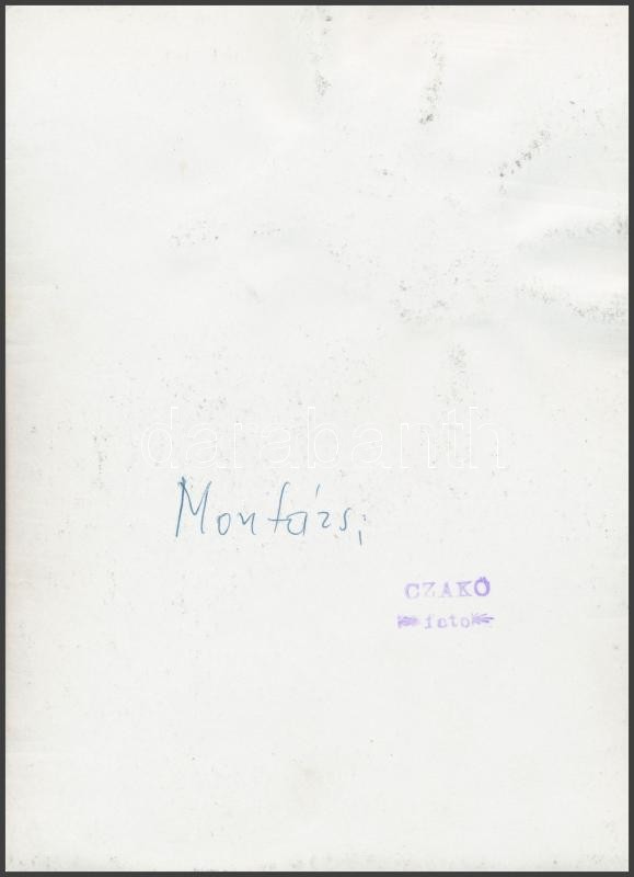 cca 1970 Czakó fotó: Fodrász-montázs, pecséttel jelzett vintage fotóművészeti alkotás, 18x13 cm - Image 2