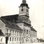 ~1940 Somorja, Samorin; Római katolikus templom Fő utcával, Wojtowicz R. kiadása / Roman Catholic church with street view, photo (EK)