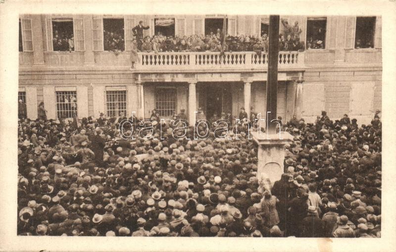 1921 Fiume, The last speech of Gabriele D'Annunzio before his leaving; hustings before the revolution / Gabriele D'Annunzio utolsó beszéde a forradalom előtt