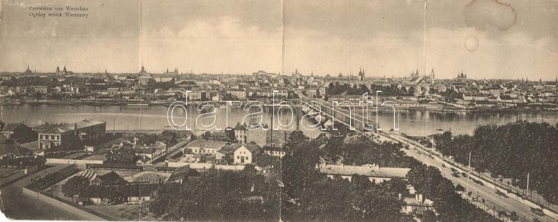 Warsaw, Warszawy, Warschau; 4-tiled panoramacard (damaged, missing corners)