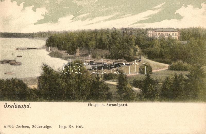 Oxelösund, Skogs- u. Strandparti. Arvid Carlson's Konstförlag (EK)