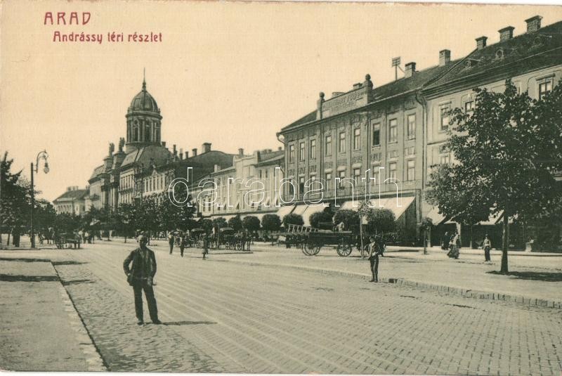 Arad, Andrássy tér, Reinhart Fülöp bútorgyára. W. L. (?) 912. / square, furniture store