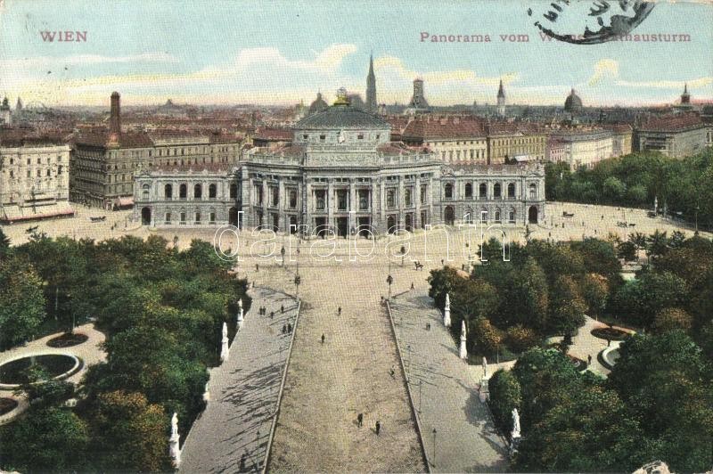 Vienna, Wien; Panorama vom Wiener Rathausturm / view from the Viennese town hall tower (small tear)