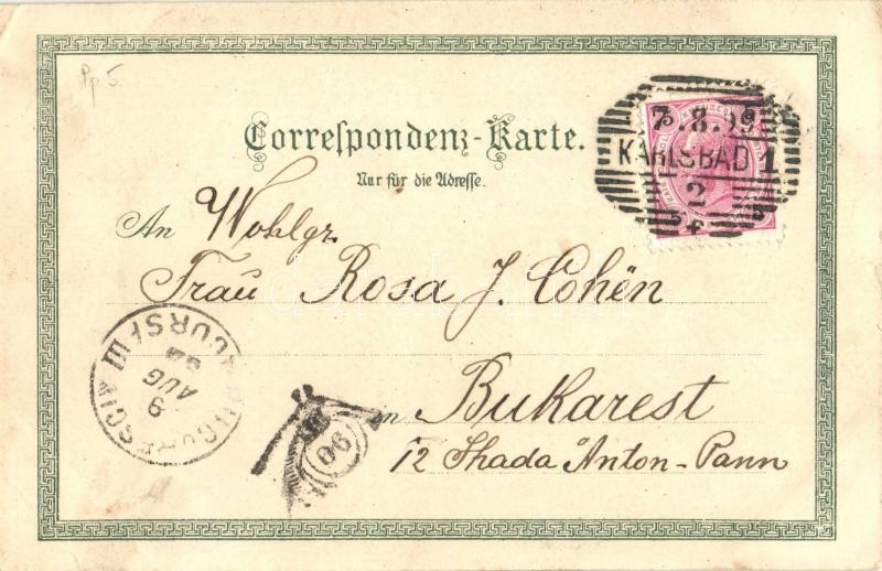 1899 Gruss aus Karlsbad / Greetings from Karlovy Vary. Judaica, Ottmar Zieher litho (EK) - Image 2