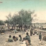 1906 Karánsebes, Caransebes; cigányok tábora, piac, folklór / Gypsy folklore, camp, market (EK)