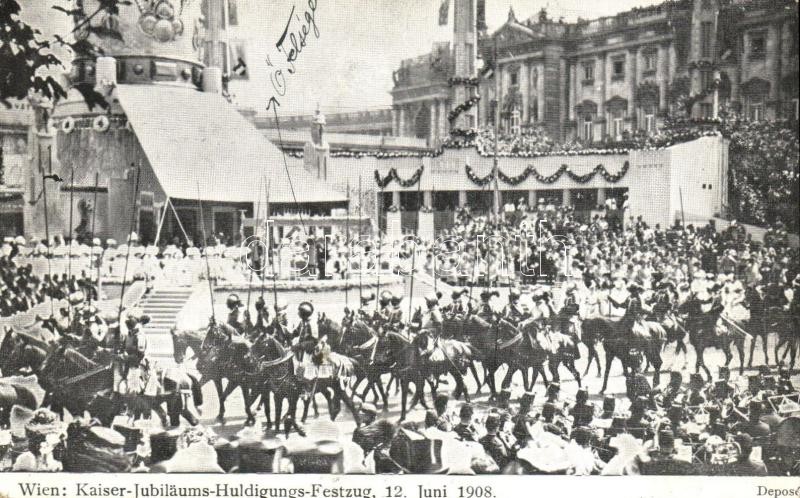 1908 Vienna, Wien; Kaiser-Huldigungs-Festzug / Franz Josef's anniversary festival (kopott sarkak / worn corners)
