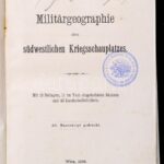 Militärgeographie des südwestlichen Kriegsschauplatzes.. Mit 15 Beilagen, 11 im Text eingehefteten Skizzen und 40 Landschaftsbildern. Wien 1908. 88p. Német nyelven. Elvált kiadói papírborítékban, kissé foltos borítóval. Borítón, - Image 2