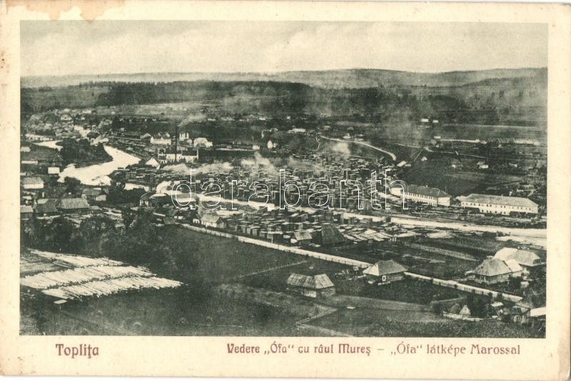 Maroshévíz, Toplita; Vedere Ófa cu raul Mures / Ófa látképe a Maros folyóval. Kiadja Walter Ede Nr. 7. / general view (fl)