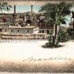 1899 Alexandria, Colone Pompeo, Monument Mehemed-Ali / general view, statue. floral, litho (EK)