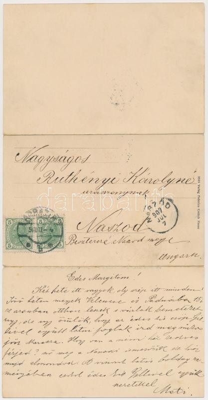 1907 Abbazia, Opatija; Palace Hotel Bellevue. 3-tiled folding card - Image 2