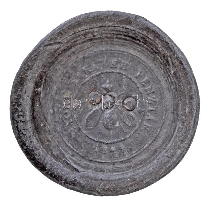 DN 'Győri Takarékpénztár 1844' pecsét nyomata ólom darabon (~40mm)