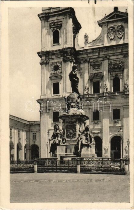1915 Salzburg, Domplatz mit Mariensaule / square, church, Mary's Column (fl)