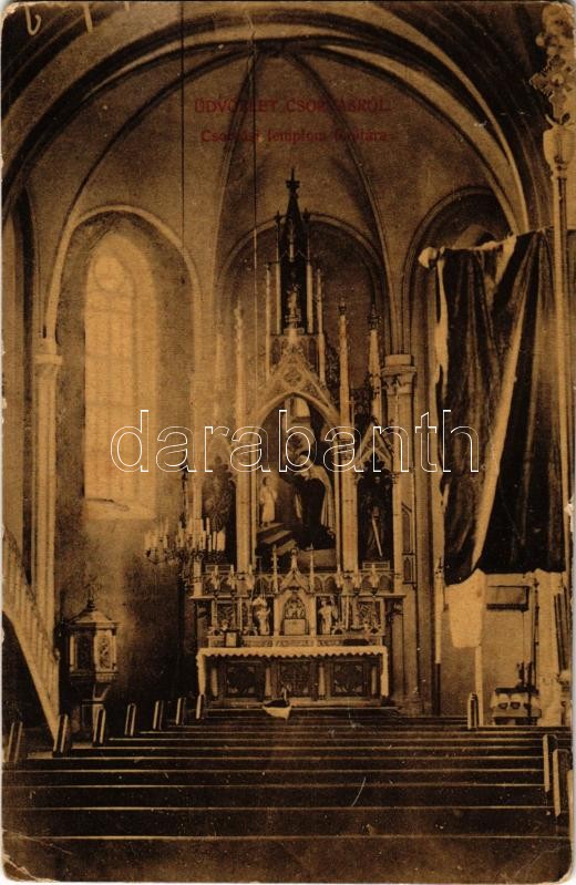 1912 Csorvás, Római katolikus templom, belső a főoltárral. W. L. (?) 641. (EK)