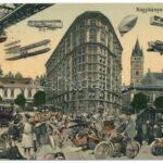 1910 Nagybánya, Baia Mare; montázslap a jövőben. Frankovits A. kiadása / in the future montage