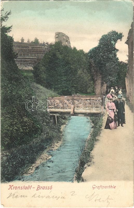 1905 Brassó, Kronstadt, Brasov; Várkert sétány / Graft / Aleea Dupa ziduri / castle promenade (EK)