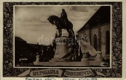Kolozsvár, Cluj; Fadrusz János Mátyás király szobra, Piger József üzlete. Csiky Foto, Hungaria Irredenta / Matthias Corvinus statue, shops