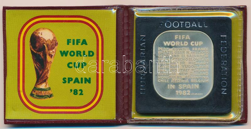 1982. 'FIFA-Football VB Spanyolország' Ag emlékérem, eredeti tokban (35g/0.925/36x41mm) T:1 eredetileg PP