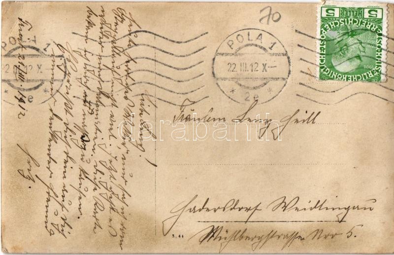 1912 Az SMS Tegetthoff, Osztrák-Magyar Haditengerészet Tegetthoff-osztályú csatahajójának vízre bocsátási ünnepsége a trieszti hajógyárban, ünneplő matrózok / K.u.K. Kriegsmarine SM Schiff 'Tegetthoff' Stapellauf / WWI - Image 2
