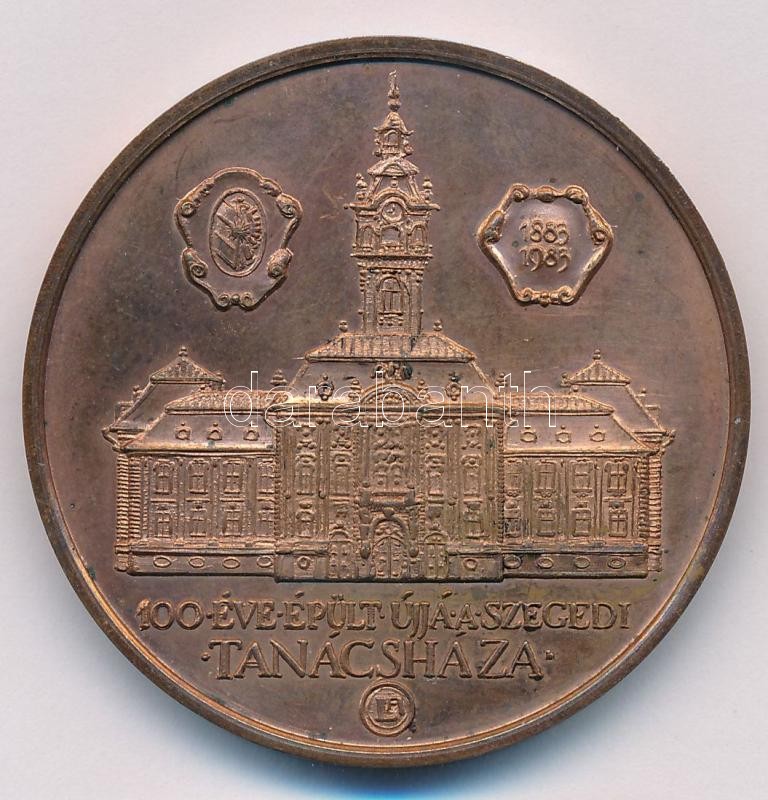 Lapis András (1942-) 1983. '100 éve épült újjá a szegedi Tanácsháza / A régi városháza' Br emlékérem (42,5mm) T:1-