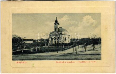 Perjámos, Periam; Haulikfalvai templom. W. L. 6726. / Haulikfalvaer Kirche / church (ázott sarok / wet corner)