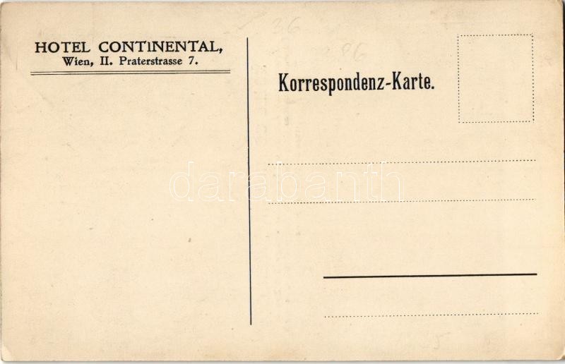 Wien, Vienna, Bécs II. Hotel Continental advertising card (EK) - Image 2