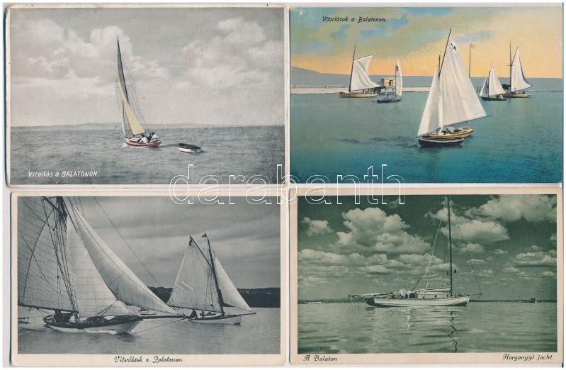 Balaton - 5 db régi képeslap vitorlásokkal / 5-pre-1945 postcards with sailing boats