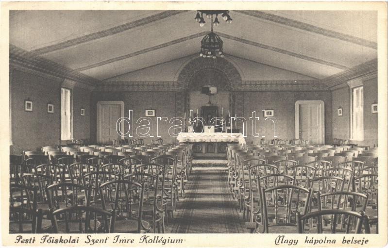 1935 Budapest V. Pesti Főiskolai Szent Imre Kollégium, nagy kápolna, belső (vágott / cut)